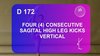 D 172 : FOUR (4) CONSECUTIVE SAGITAL HIGH LEG KICKS VERTICAL
