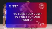 C337-1_2turn_Tuck_jump_1_2twist_to_1arm_push_up.flv