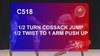 C 518 : ½ TURN COSSACK JUMP ½ TWIST TO 1 ARM PU 