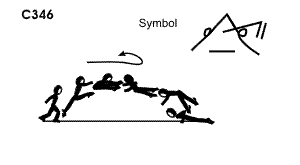 C 346 : STRADDLE LEAP ½ TWIST TO PUSH UP