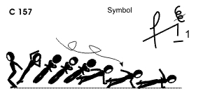 C 157 : FREE FALL 1½ TWIST AIRBORNE TO 1 ARM PUSH UP 