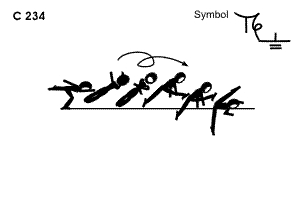 C 234: SAGITTAL SCALE 1/1 TWIST AIRBORNE TO SPLIT  OR PRONE SPLIT  (TAMARO TO FRONTAL SPLIT OR PRONE SPLIT)