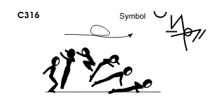 C 316 : ½ TURN TUCK JUMP ½ TWIST TO PUSH UP  