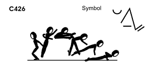 C 426 : ½ TURN STRADDLE JUMP TO PUSH UP  