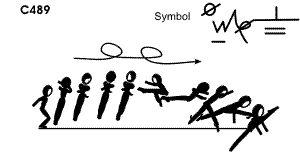 C 489 : 1½ TURN COSSACK JUMP ½ TURN TO FRONTAL PRONE SPLIT