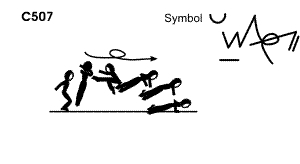 C 507 : ½ TURN COSSACK JUMP ½ TWIST TO PUSH UP 