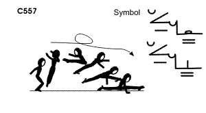Split Turn C 557 : ½ TURN PIKE JUMP ½ TURN TO SPLIT OR FRONTAL SPLIT