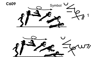 C 609 : ½ TURN PIKE JUMP ½ TWIST  TO 1 ARM PUSH UP OR TO WENSON 