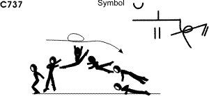 C 737 : ½ TURN FRONTAL SPLIT JUMP 1/2 TWIST TO PU   