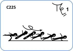 C 225 : SAGITTAL SCALE 1/1 TWIST AIRBORNE TO 1 ARM PUSH UP (TAMARO TO 1 ARM PUSH UP)