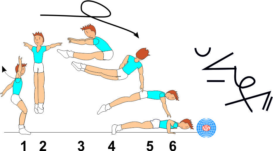 ½ TURN PIKE JUMP ½ TWIST TO PUSH UP