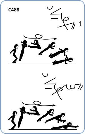 ½ TURN PIKE JUMP ½ TWIST TO 1 ARM PUSH UP OR TO WENSON ½ TURN PIKE JUMP ½ TWIST TO 1 ARM PUSH UP OR TO WENSON