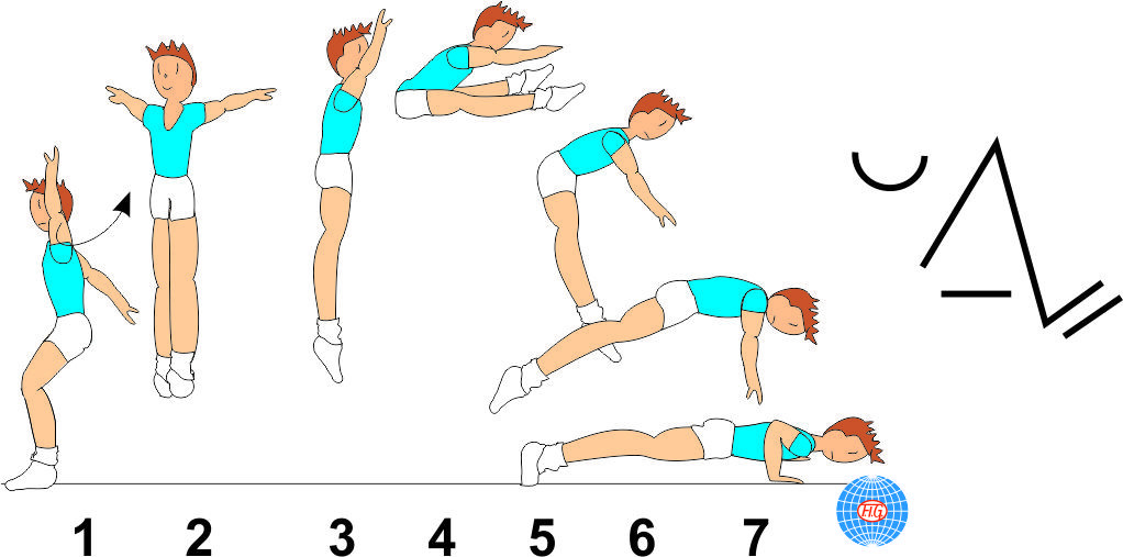 ½ TURN STRADDLE JUMP TO PUSH UP