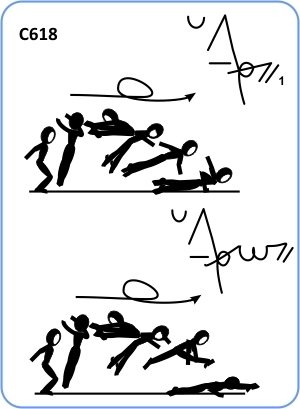 ½ TURN STRADDLE JUMP ½ TWIST TO 1 ARM PUSH UP OR TO WENSON