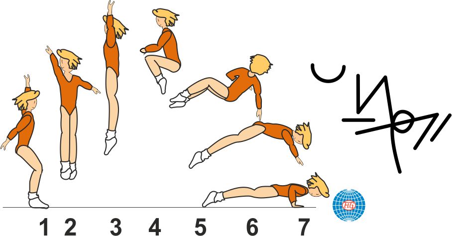 B 526 : ½ TURN TUCK JUMP ½ TWIST TO PUSH UP