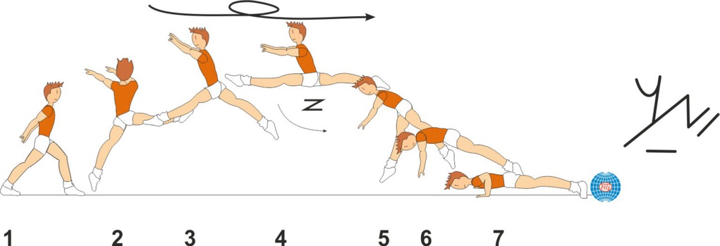 B 657 : SCISSORS LEAP ½ TURN TO PUSH UP