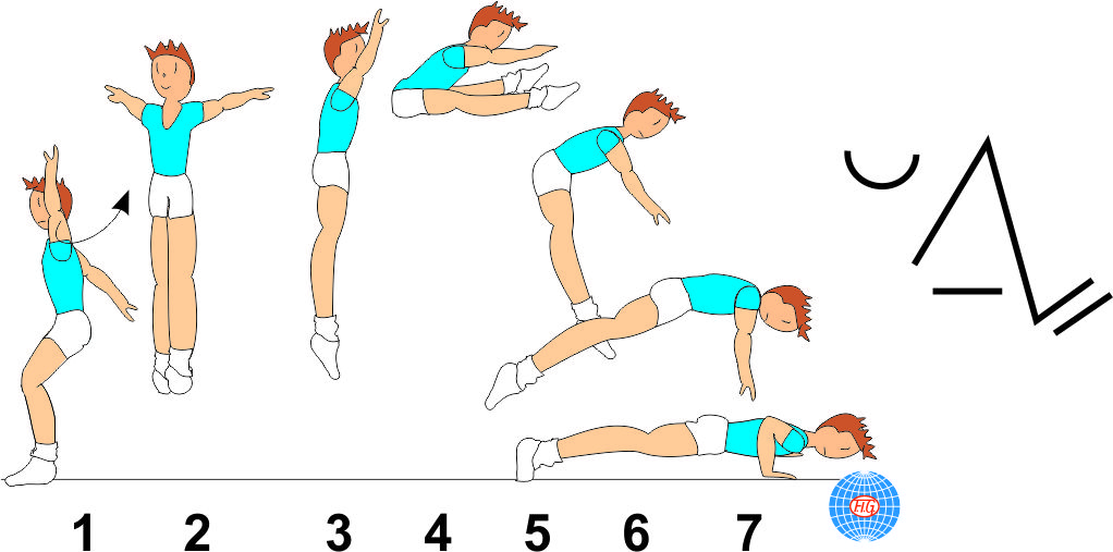 ½ TURN STRADDLE JUMP TO PUSH UP