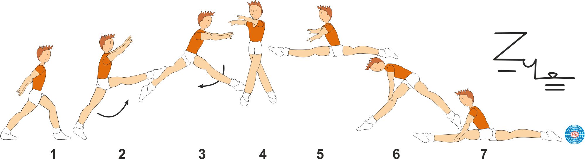 Split Turn B 606 : SWITCH SPLIT LEAP ½ TURN TO SPLIT