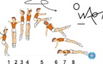 B 558 : 1/1 TURN COSSACK JUMP ½ TWIST TO PUSH UP